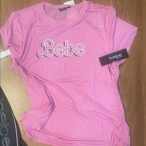 Bebe Pink Top and Charcoal Shorts Ensemble xl size for both - Picture 3 of 4